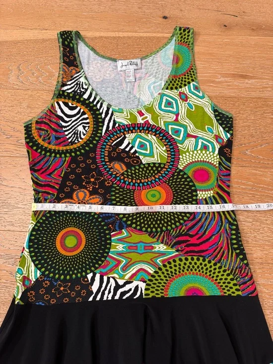 Joseph Ribkoff Midi Dress Multicolour Sleeveless Artsy Tiered Ruffle. Sz 14 - Picture 8 of 11